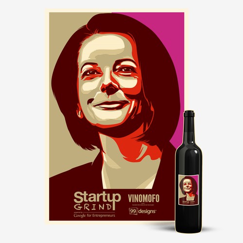 Bottle artwork with the title 'AUS Prime Minster Wine Label Design'