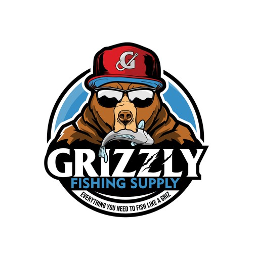 Bear logo with the title 'Grizzly Bear Cartoon Character logo design'