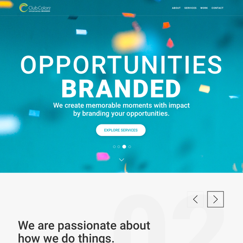 Portfolio website with the title 'Clubcolors - one pager webdesign'