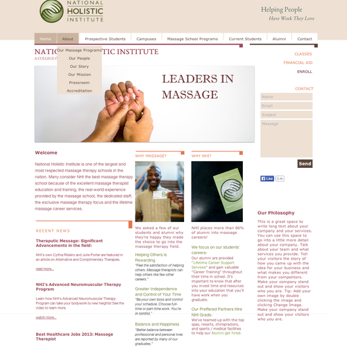 School website with the title 'Design a Fresh, Modern Look for Our College's Website'