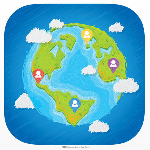 World design with the title 'App Icon for spin-off of popular Geography Game'