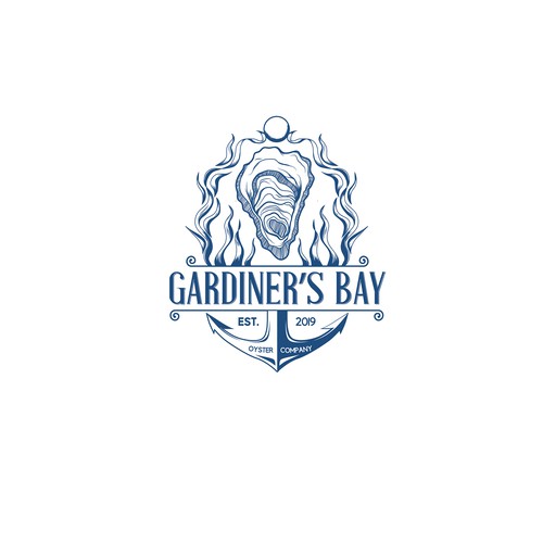 Bay logo with the title 'Gardiner's Bay Oyster Company'