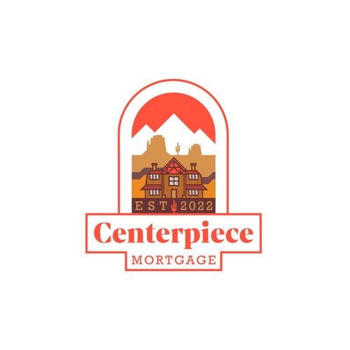 Desert logo with the title 'Cross-styled Mortgage Broker Logo with Southwestern Feel'
