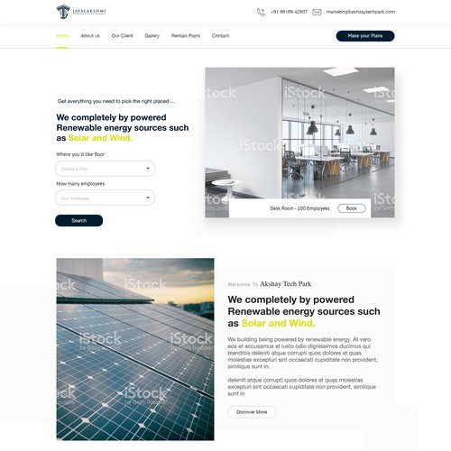 Graphic website with the title 'Co working space web design'