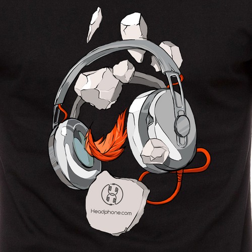 Headphone design with the title 'Headphones T-shirt illustration'