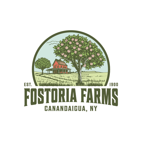 Farmhouse logo with the title 'Fostoria Farms'