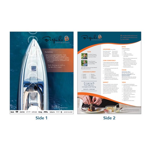 Column design with the title 'One-sheet text-heavy sales tool'