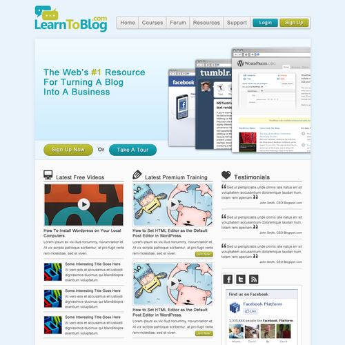 Blog website with the title 'LearnToBlog'