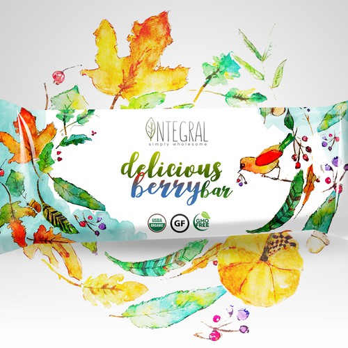 Watercolor label with the title 'Organic Bar'