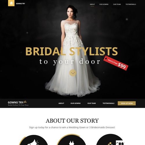 Photography website with the title 'Wedding Dress'
