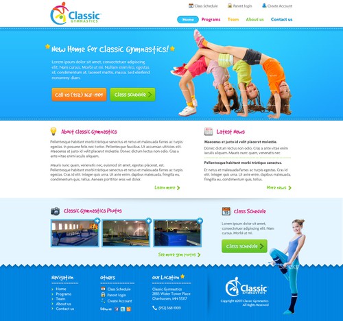 Kid website with the title 'New website design wanted for Classic Gymnastics'