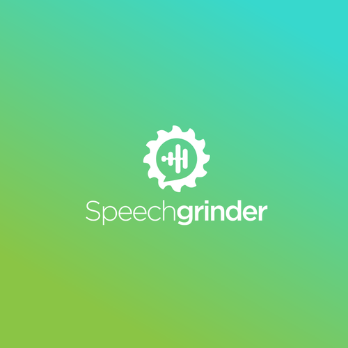 Speech bubble logo with the title 'Speechgrinder'