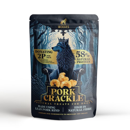 Royal design with the title 'Luxurious Pet Food Pouch Design'
