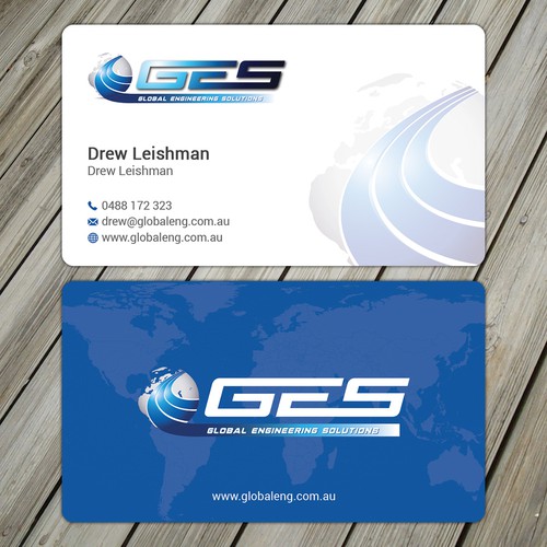 World map design with the title 'Business Cards for Fuel Tank Company'