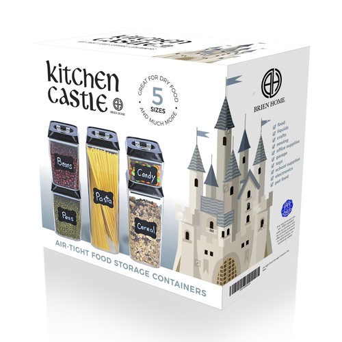 Kitchen packaging with the title 'Packaging design for food storage containers'