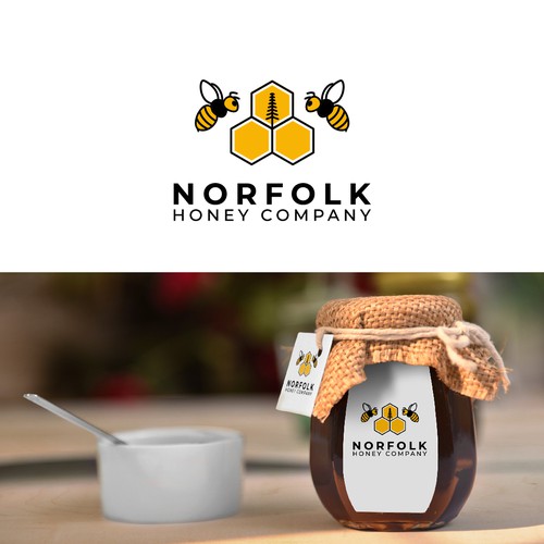 Honeycomb logo with the title 'Honey Company Logo Design'