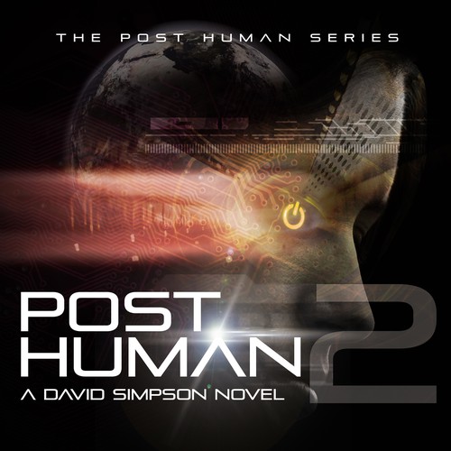 Science-fiction book cover with the title 'Book Cover Design - Sci-Fi Human/technology integration / Artificial Intelligence story'