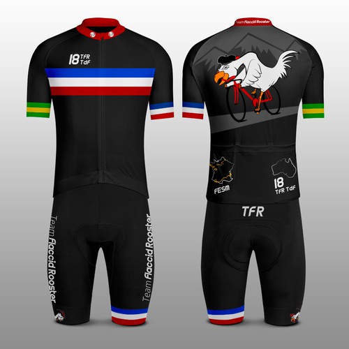 Cycling design with the title 'TFR Cycling Kit for Tour de France'