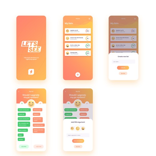 Emoji design with the title 'App that help you take better decisions'