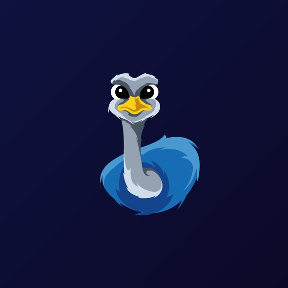 Ostrich logo with the title 'Creative OSTRICH mascot for a Tech company'