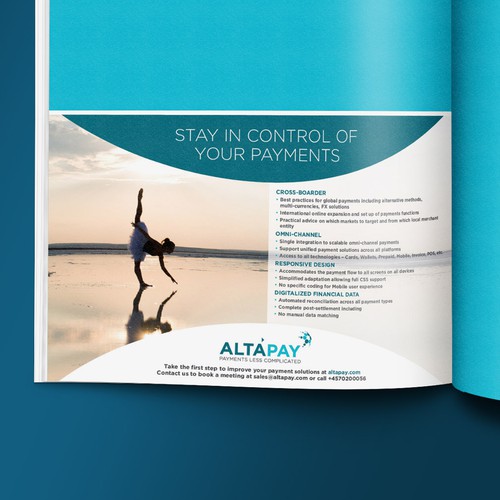 Print ad design with the title 'Half Page Print Ad for IT/Payment Management Company'