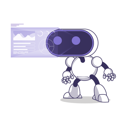 Robot illustration with the title 'Robot mascot for N2 visualizing data analytics'