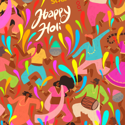 Indian design with the title 'Happy Holi / invitation card '