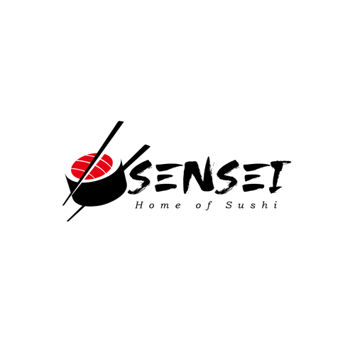 Sushi logo with the title 'Sensei Home of Sushi'