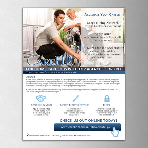 Hiring design with the title 'Clean design Flyer for Job Placement'