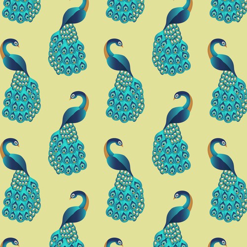 Peacock design with the title 'Create a collection of Pattern Designs for a high end baby swaddle blanket'