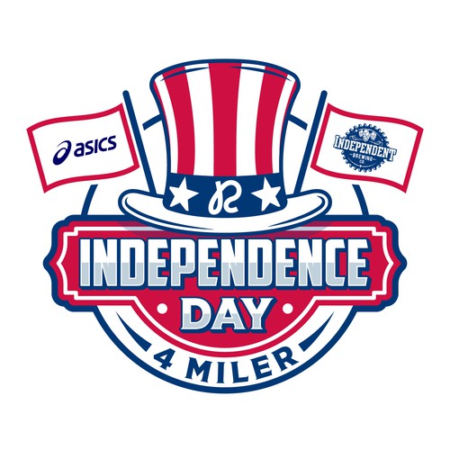 Patriotic logo with the title 'Independence day 4 miler'