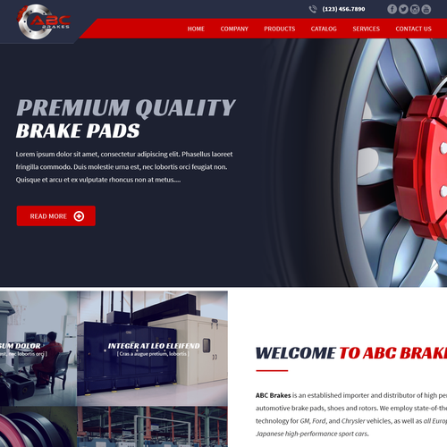 Premium website with the title 'Homepage design for ABC brakes'
