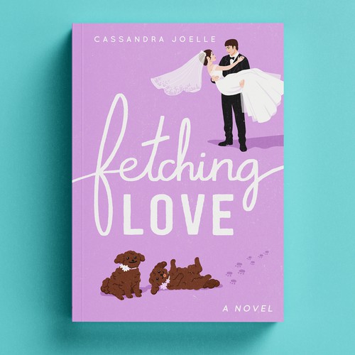 Romantic comedy book cover with the title 'Illustrated cover for a Rom-Com novel'