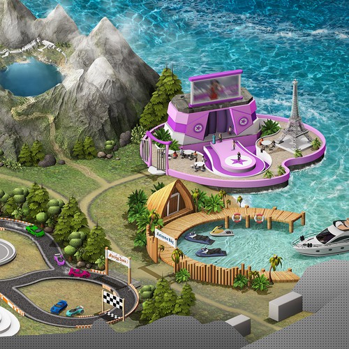 3-dimensional design with the title 'Adventure game - Level map concept'