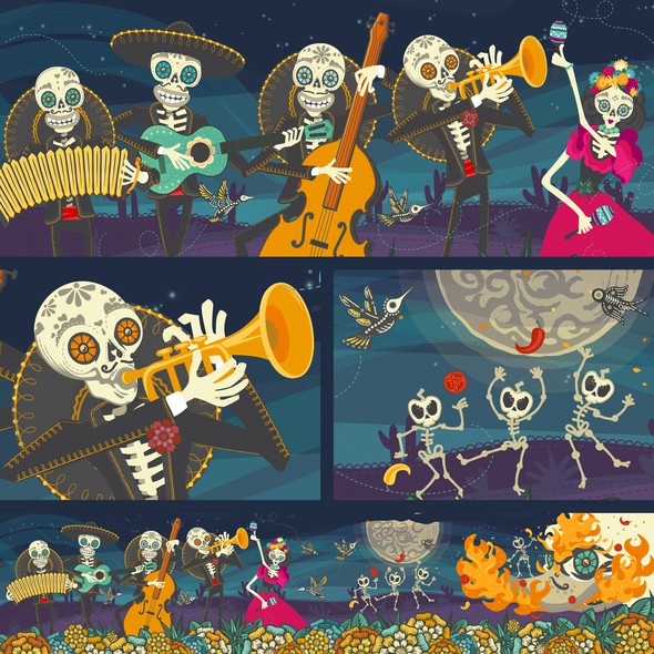 Illustration with the title 'Mural for El Pato Loco'