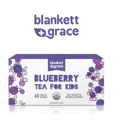 Tea packaging with the title 'Custom package design for Childrens tea label'