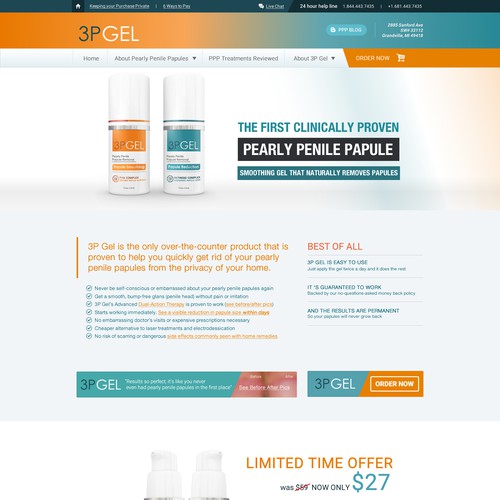 Sales website with the title '3P GEL'