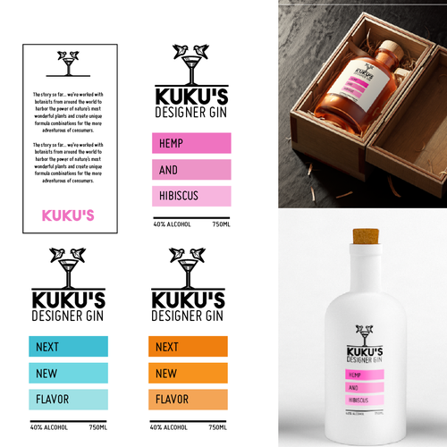 Gin packaging with the title 'Gin bottle label'