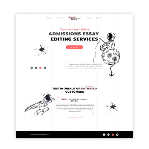 Space website with the title 'Creative website for essay editing company!'