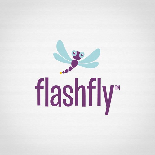 Dragonfly design with the title 'Fun & colourful logo for a children’s clothing label'