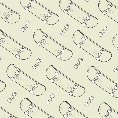 Skateboard illustration with the title 'lala lumpie'