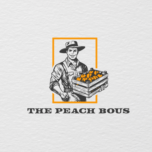 Fruit brand with the title 'The Peach Boys Logo'