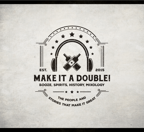Sleek logo with the title 'rustic, vintage, luxury, bold, logo concept for podcast, bar, restaurants, etc'