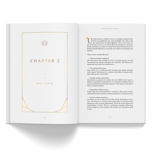 Layout design with the title 'Book Cover + Interior Design / Live Gratefully'