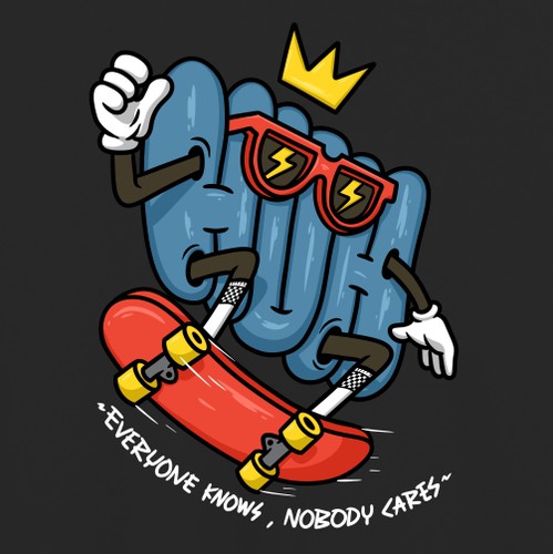 Skateboard t-shirt with the title 'huh'