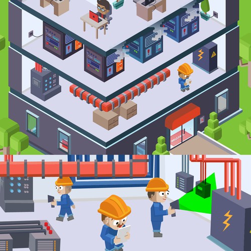 Isometric illustration with the title 'Vector isometric and usual Illustrations'