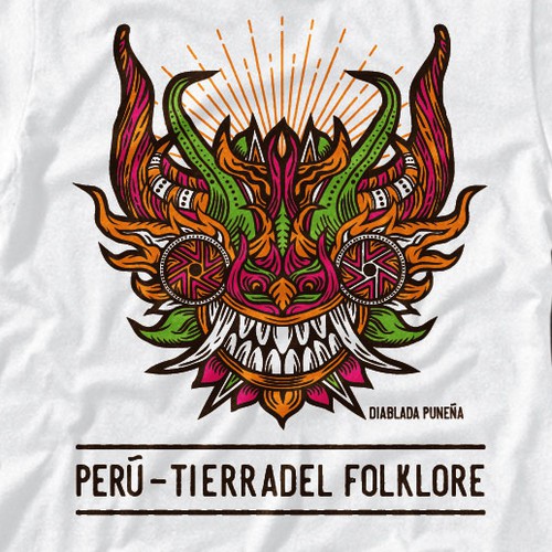 Modern t-shirt with the title 'Peru - Tierradel Folklore'