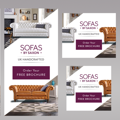 Animated GIF design with the title 'Banner set design for Sofas by Saxon'