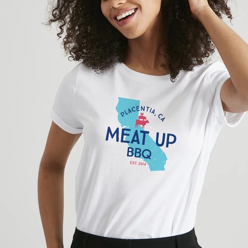 Restaurant t-shirt with the title ''Meat Up BBQ' staff tshirt'