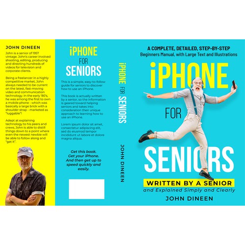 IPhone design with the title 'Clean, clear, punchy book cover for Seniors'